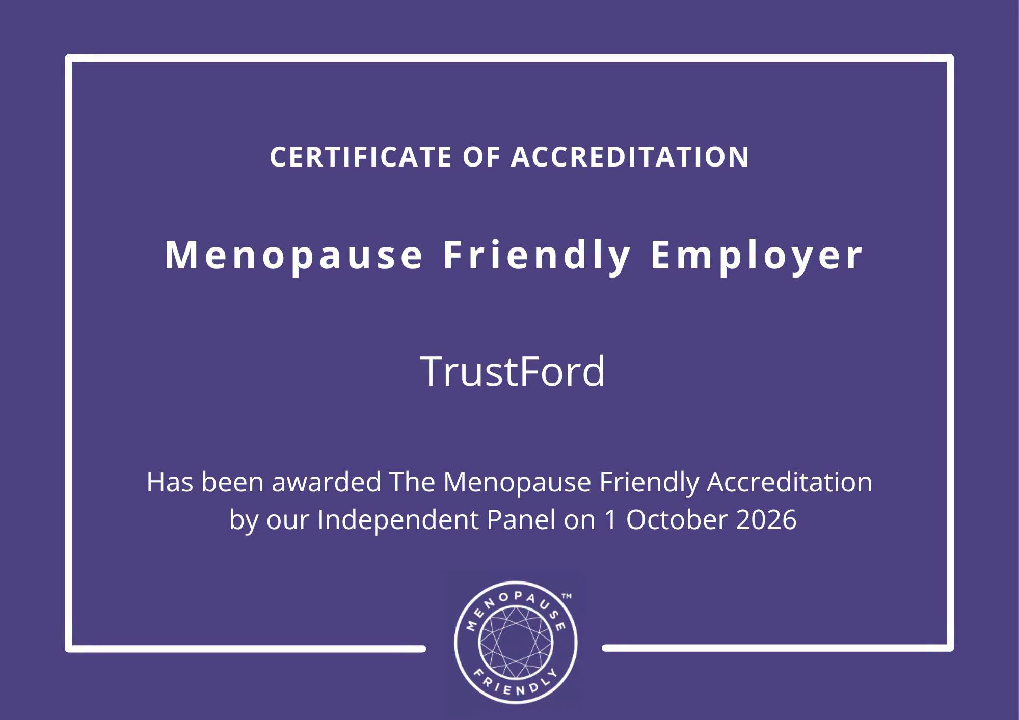 TrustFord is awarded the ‘The Menopause Friendly Accreditation’