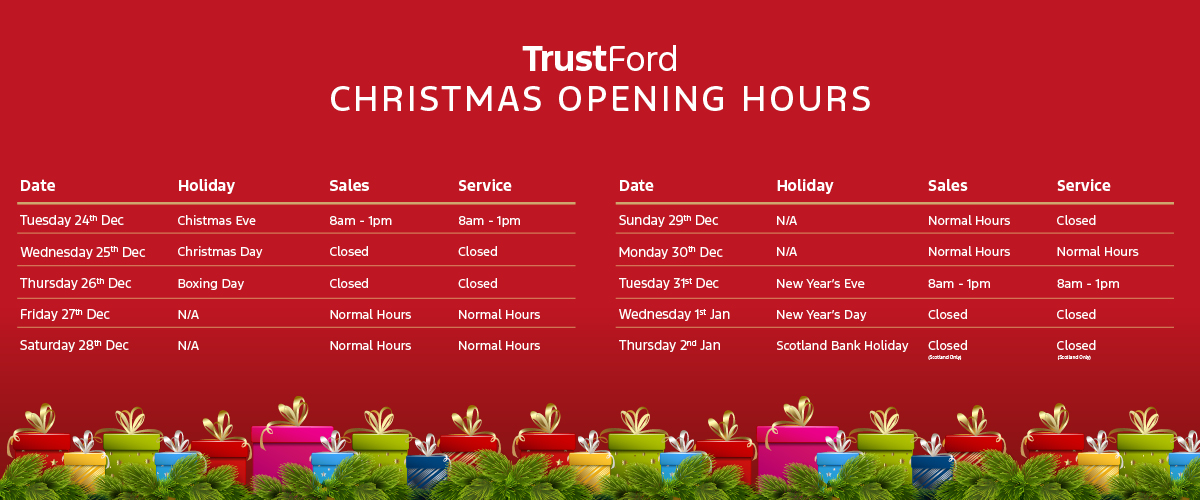 Scotland XMas Opening Hours