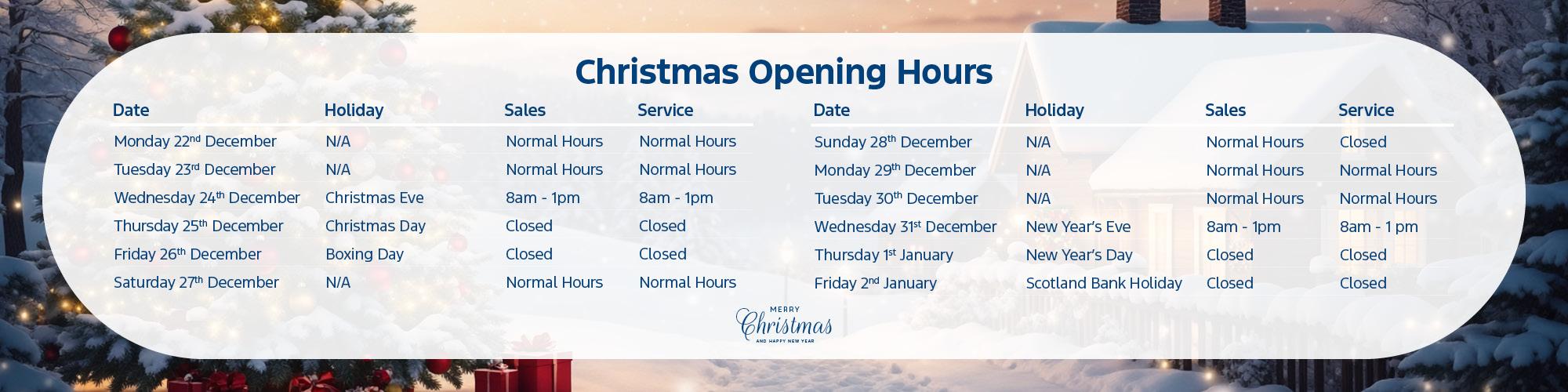 Opening Hours Banner